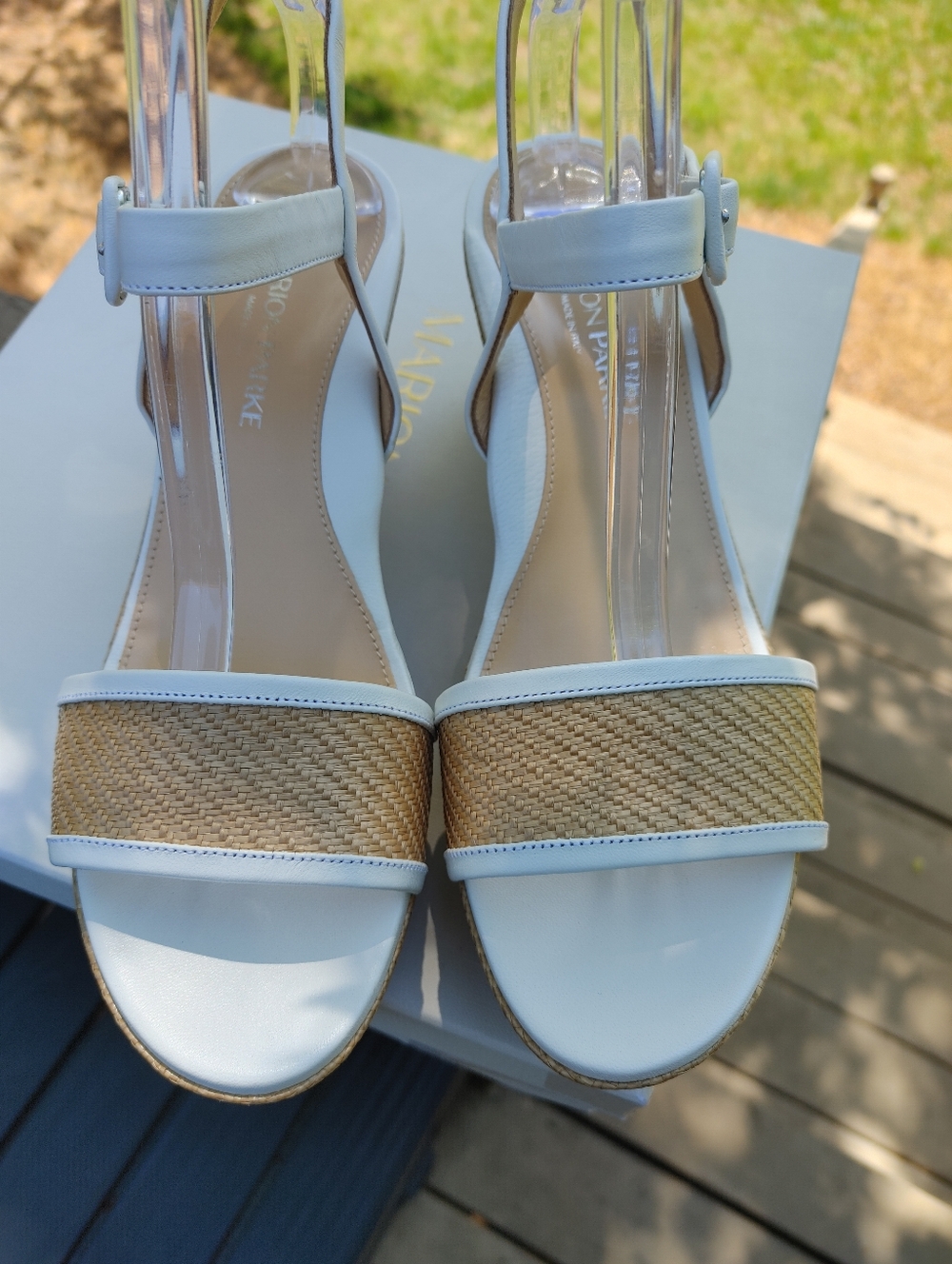 Marion Parke Imogen Wedge Sandals, White 38.5 - Picture 3 of 16